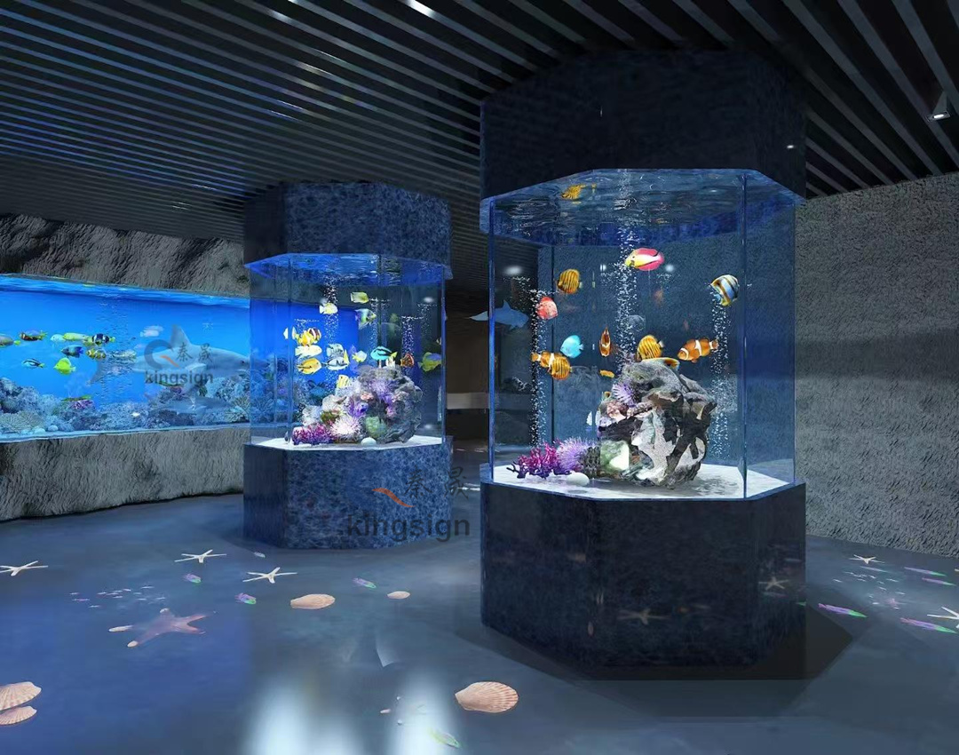 水族館の世界の明るい真珠 - 大規模なアクリル水槽